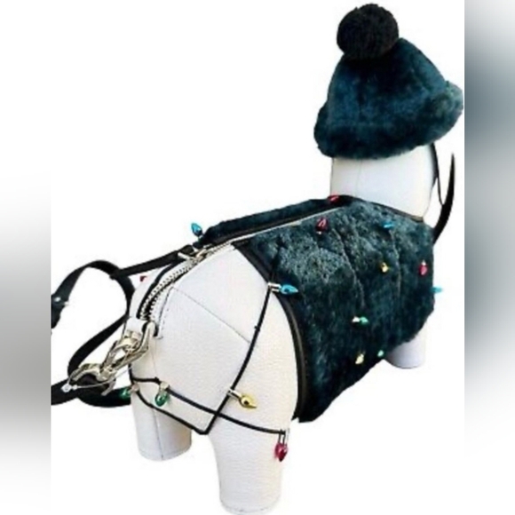 KATE SPADE new Dachshund Dog Green Fur Claude Crossbody Bag Novelty - Picture 4 of 4